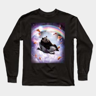 Space Galaxy Panda Riding Axolotl - Rainbow Long Sleeve T-Shirt
